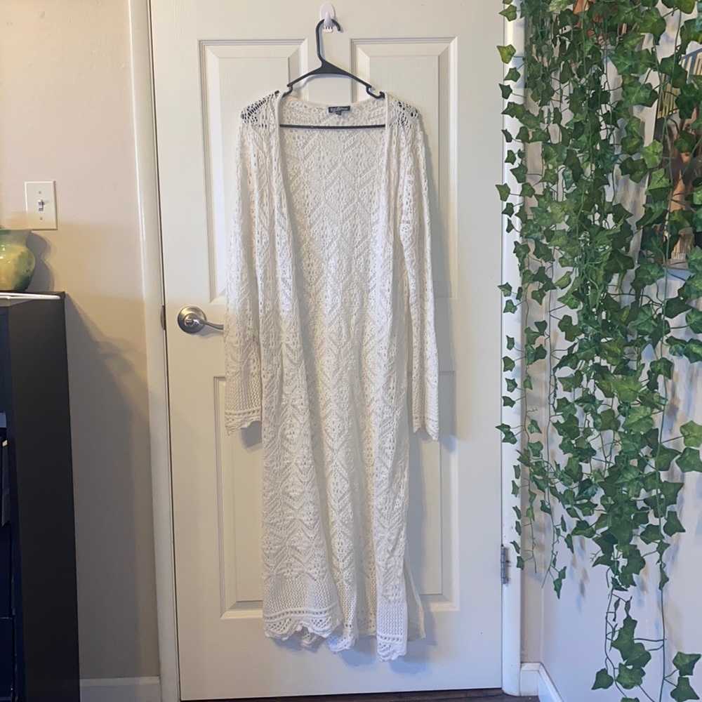 White crotchet ankle length cover